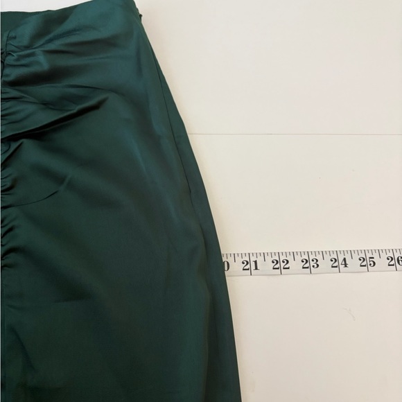 NWT Blu Pepper Forest Green Ruched Satin Pencil Maxi Skirt Size XL Wedding Guest - Picture 14 of 16